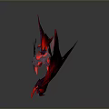 Mythical Fantasy Creature With Red Purple Sharp Edged Symmetrical Wings And Intricate Metallic Center
