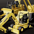 Variety Of Yellow Functional Construction Vehicles 3d model