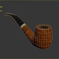 Red Wood Tobacco Pipe With Black Mouthpiece And Gold Ring Classic Design