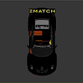 Black Porsche Race Car With Orange Accents And SWATCH Roof Logo