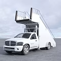 White Utility Vehicle Pickup Truck With Retractable Stairs And Platform Structure