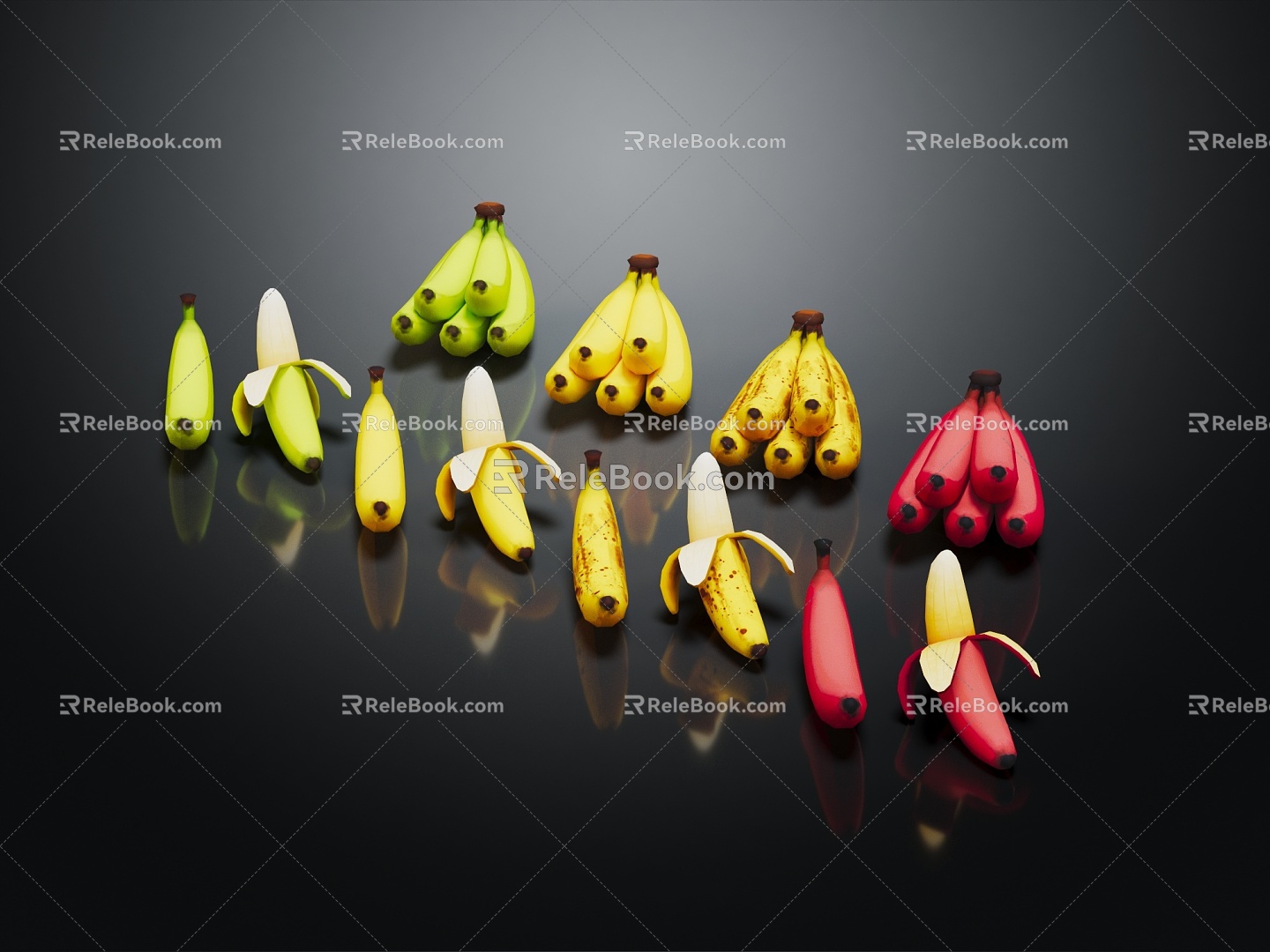 Modern fruit cartoon banana banana 3d model