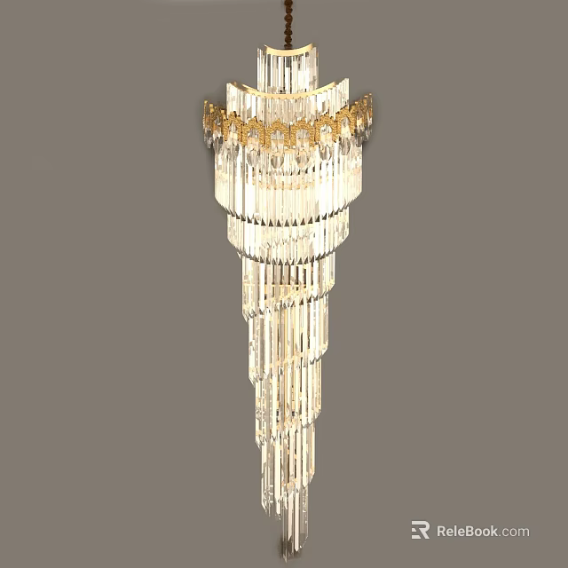Elegant Crystal Chandelier With Layered Design And Gold Accents For Luxury Interiors 3d model 