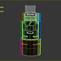 Black Military Weapon Device With SIGN Text And Cylindrical Metallic Structure