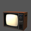 Vintage Television With Wooden Case Classic Design Control Panel And White Screen