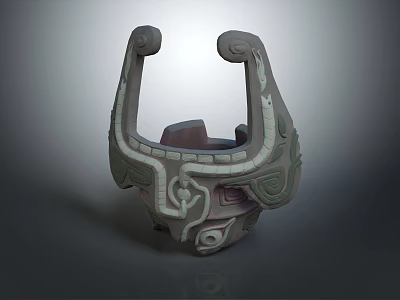 Ancient Style Decorative Artifact With Symmetrical Handles And Intricate Green Gray Carvings 3d model
