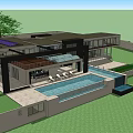 Modern Detached Villa With Swimming Pool Terrace Solar Panels And Green Lawn