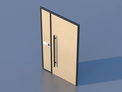 Modern Interior Door With Wooden Panel Black Frame And Handle Lock 3d model