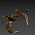 Realistic Crab Figure With Colorful Rubik's Cube On Gray Background