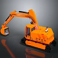 Orange Excavator With Tracks Bucket Cab And Construction Vehicle Design