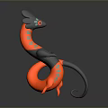 3D Dragon Model With Gray Body Red Yellow Blue Accents Curved Tail And Circular Base