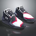 Stylish Black White Red Casual Sneakers With Mesh Upper And Thick Sole