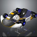 Futuristic Racing Car With Driver In Transparent Cockpit Blue Wheels And Solar Panel