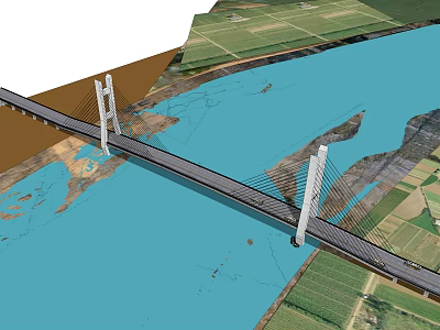 modern bridge cross-river bridge 3d model