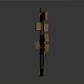 Vertical Stack Of Assorted Wooden Boxes On Decorative Pole Structure Design