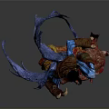 Dynamic Action Figure Featuring Blue Wings Brown Blue Outfit And Red Base In Dynamic Pose