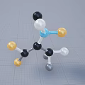 Medical Device Molecular Structure 3D Model with Colored Spheres on Grid Background 3d model