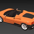 Orange Convertible Sports Car With Open Top Black Seats And White Wheels