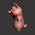 Red Cartoon Pig Game And Movie Character With Big Ears Smiling Expression And Round Belly