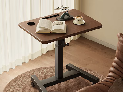 Modern Wooden Side Table With Height Adjustable Stand Open Book Coffee Cup Living Space 3d model