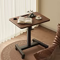 Modern Wooden Side Table With Height Adjustable Stand Open Book Coffee Cup Living Space