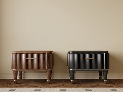 Luxury Fluted Wooden Nightstands In Two Classic Colors For Modern Elegant Bedroom Storage Furniture 3d model