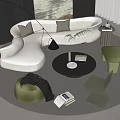Modern Curved Sofa Coffee Table Combination Sofa Combination Round Carpet 3d model