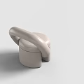 Modern Light Colored Stool With Curved Armrest And Smooth Padded Seat Design 3d model