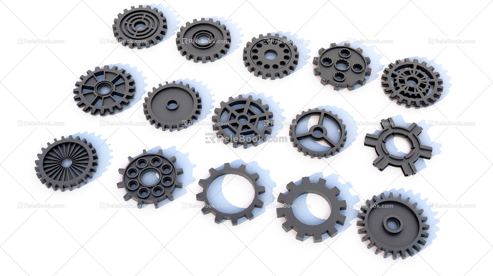 Mechanical gear assembly parts 3d model