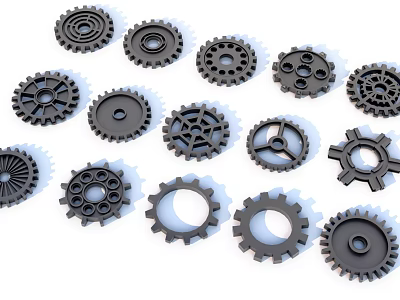 Industrial Equipment Gears In Various Sizes And Shapes For Mechanical Systems 3d model