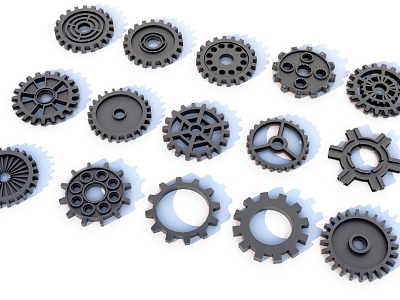 Mechanical gear assembly parts 3d model