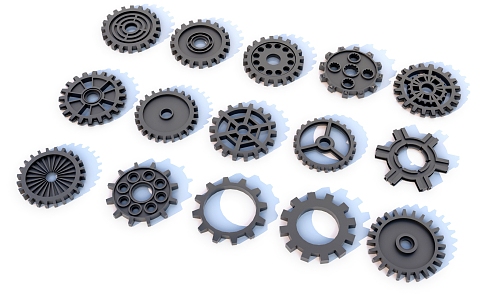 Mechanical gear assembly parts 3d model