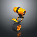 Robot Character And Mechanical Creature 3D Model With Single Wheel Yellow Black Design Features 3d model