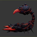 Black Scorpion Character Design With Red Glowing Lava Like Appendages And Sharp Claws