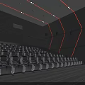 Spacious Modern Cinema Interior With Rows Of Comfortable Seats And Large Screen Soft Lighting