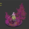 Detailed Fantasy Forest Scene Diorama With Fairy Trees Flowers And Stones