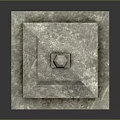 Traditional Stone Lantern With Square Base And Yellow Lattice Glass Panels