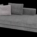 Modern Gray Chaise Lounge With Soft Upholstery And Decorative Throw Pillows 3d model