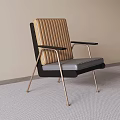 Modern Luxury Stitched Upholstered Single Armchair With Brass Metal Legs For Contemporary Living Room
