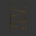 Simple Wooden Shelf Structure With Cross Supports And Brown Finish Design