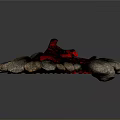 Natural Stone Formation With Red Lava Like Center And Surrounding Rocks