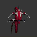 Fantasy Character And Mythical Red Dragon With Curved Body Sharp Horns And White Spikes
