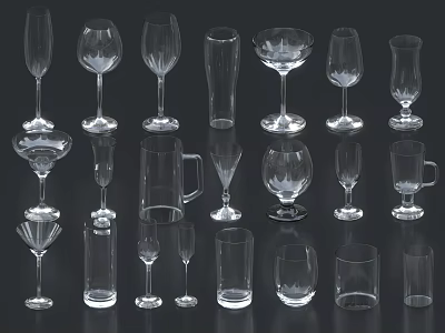Complete Glassware Collection For Dining Including Wine Glasses Tumblers And Mugs 3d model