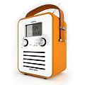 Retro Radio With Brown And White Design Leather Strap Digital Display And Time Function 3d model