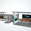 Modern Station Design With Waiting Bench Digital Screen And Covered Structure 3d model