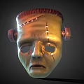 Frankenstein Style Mask Decorative Ornament Set With Stitched Details And Metal Bolts