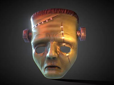 Frankenstein Style Mask Decorative Ornament Set With Stitched Details And Metal Bolts 3d model