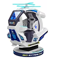 3D Experience VR Gaming Cockpit With Blue White Design And Top Propeller