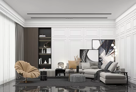 Light Luxury Living Room 3d model