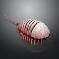 Detailed 3D Rendered Prehistoric Creature With Striped Exoskeleton And Red Spines